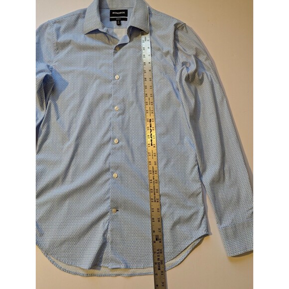Bonobos Medium Tailored Fit Long Button Up Long Sleeve Shirt Blue White Graphic - Picture 8 of 11